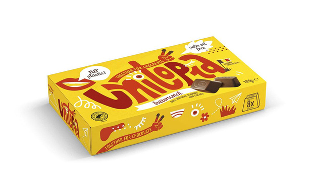 Unitopia in volledig papieren chocoladeverpakking 