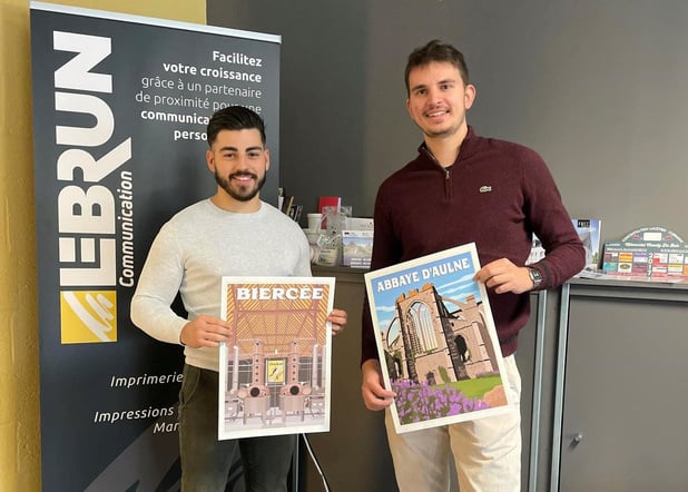 Deux Thudiniens lancent une entreprise d'affiches décoratives sur le patrimoine belge